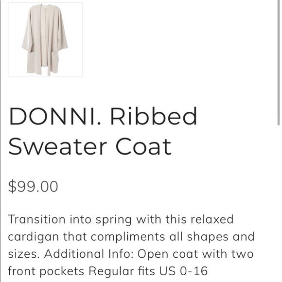 Anthropologie DONNI Sandwash Cardigan Open Front Ribbed Long Sweater Dus… - Picture 8 of 16